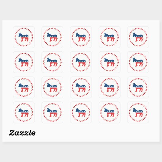 Democratische ezel vierkante sticker (Vel)