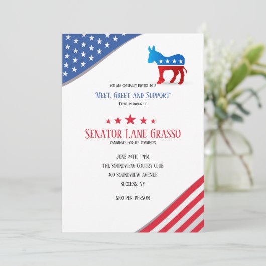 Democratische Fundraiser Kaart (Staand voorkant)