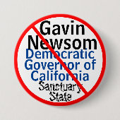 Democratische Gavin Newsom Sanctuary CA Gouverneur Ronde Button 7,6 Cm (Voorkant)