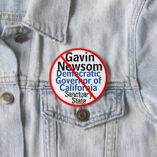 Democratische Gavin Newsom Sanctuary CA Gouverneur Ronde Button 7,6 Cm