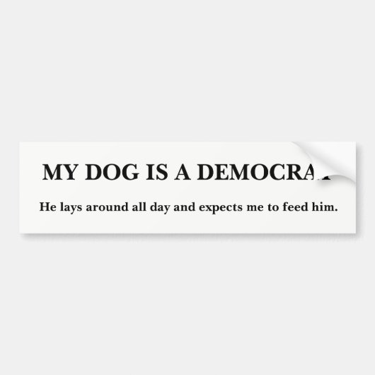 Democratische Hond Bumpersticker (Voorkant)