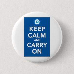 Democratische Partij Houd Calm Blue.png Ronde Button 5,7 Cm