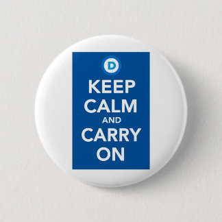 Democratische Partij Houd Calm Blue.png Ronde Button 5,7 Cm