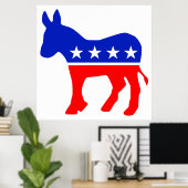 Democratische Partij Politiek Embleem (Donkey) Poster (Thuiskantoor)