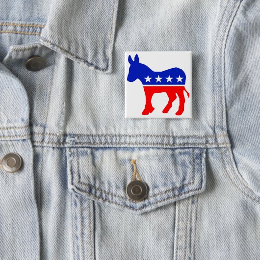 Democratische Partij Politiek Embleem (Donkey) Vierkante Button 5,1 Cm (In situ)