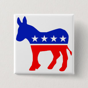 Democratische Partij Politiek Embleem (Donkey) Vierkante Button 5,1 Cm