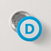 Democratische partijlogo in turquoise op wit ronde button 3,2 cm (Voorkant /achterkant)