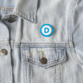 Democratische partijlogo in turquoise op wit ronde button 3,2 cm (In situ)
