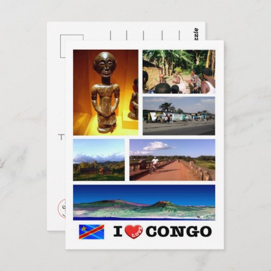 Democratische Republiek Congo - I Love - Briefkaart (Voorkant / Achterkant)