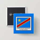 Democratische Republiek Congo Vierkante Button 5,1 Cm (Voorkant /achterkant)