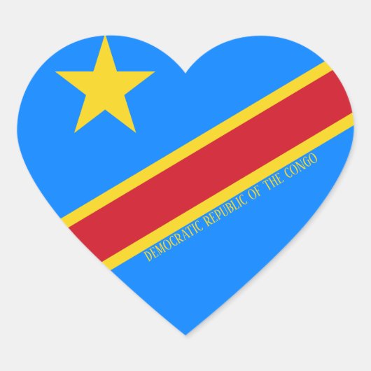 Democratische Republiek Congo Vlag Patriottisch Hart Sticker (Voorkant)