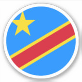 Democratische Republiek Congo Vlag Ronde Sticker (Voorkant)