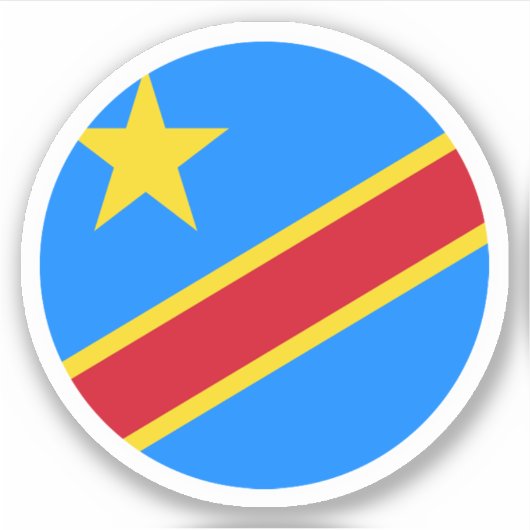 Democratische Republiek Congo Vlag Ronde Sticker (Voorkant)