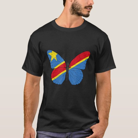 Democratische Republiek Congo Vlag vlinder Co T-shirt (Voorkant)