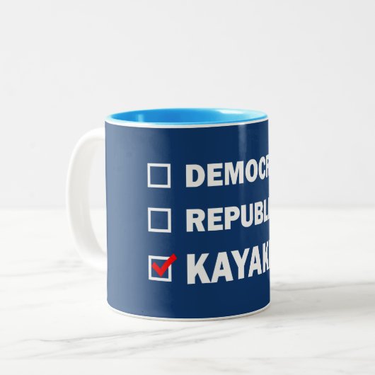 Democratische Republikein Kayaker Tweekleurige Koffiemok (Voorkant links)