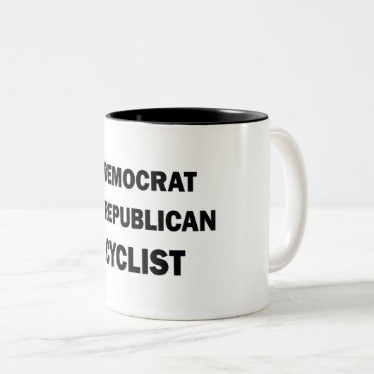 Democratische Republikeinse fietser Tweekleurige Koffiemok (Voorkant rechts)