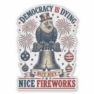 Democratische stervende adelaar Liberty Bell Vuurw Sticker