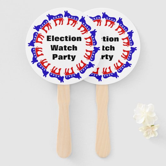 Democratische verkiezingswaarnemingspartij handwaaier (Voorkant en achterkant)