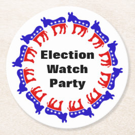 Democratische verkiezingswaarnemingspartij ronde kartonnen onderzetter