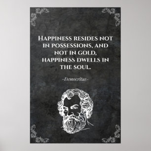Democritus wijs citaat. Motiverend Poster