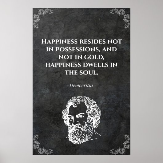Democritus wijs citaat. Motiverend Poster (Voorkant)