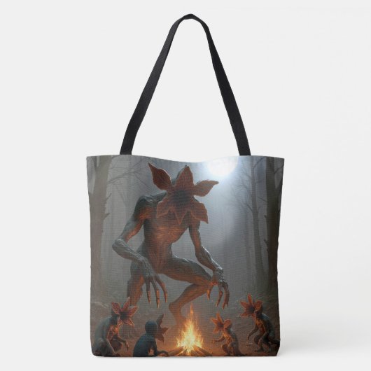 Demogorgon Creatures Around a Campfire Tote Bag (Achterkant)