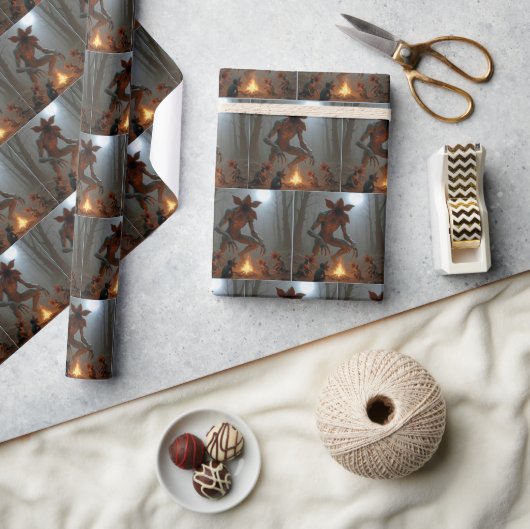Demogorgon-wezens rond een kampvuur cadeaupapier (Crafts)