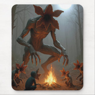 Demogorgon-wezens rond een kampvuur muismat