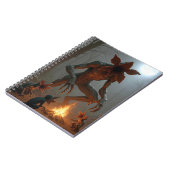 Demogorgon-wezens rondom een kampvuur notitieboek (Linkerzijde)