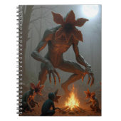 Demogorgon-wezens rondom een kampvuur notitieboek (Voorkant)