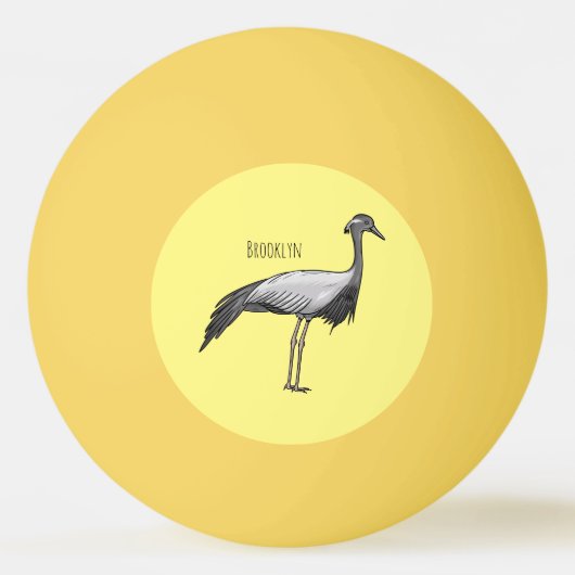 Demoiselle crane bird cartoon illustration pingpongbal (Achterkant)