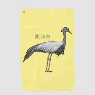 Demoiselle kraanvogel vogel cartoon illustratie golfhanddoek