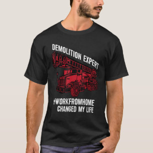Demolitie-expert met graafmachine en kraan op de t-shirt