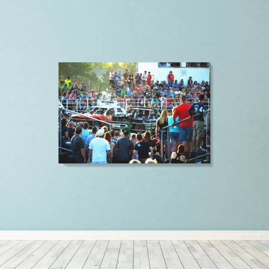 Demolition Derby op de provinciale beurs Canvas Afdruk (Insitu (Houten vloer))
