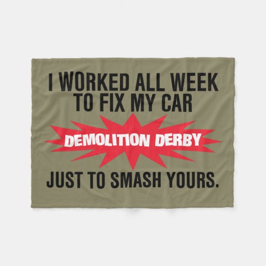 Demolition Derby Smash Your Car Fleece Deken (Voorkant (Horizontaal))