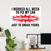 Demolition Derby Smash Your Car Poster (Thuiskantoor)