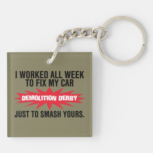 Demolition Derby Smash Your Car Sleutelhanger (Achterkant)