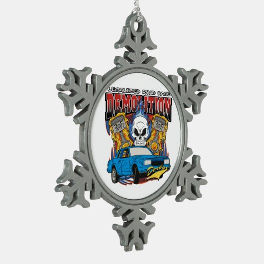 Demolition Derby Tin Sneeuwvlok Ornament (Links)