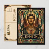 Demon, Art Deco mythisch Briefkaart (Voorkant / Achterkant)