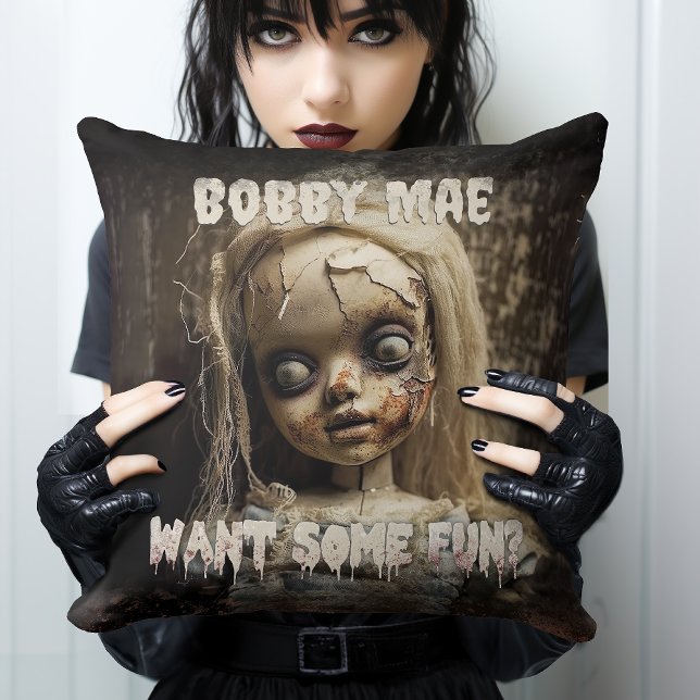 Demon bezeten spookpop 80s horror film kussen (Created to bring out your wicked side, this haunting throw pillow will have you awake at night!)