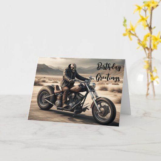 Demon Biker Verjaardagskaart Kaart (Gele Bloem)