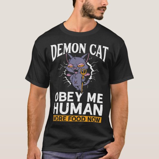 Demon Cat  Satanic Witchcraft Baphomet Gothic Occu T-shirt (Voorkant)