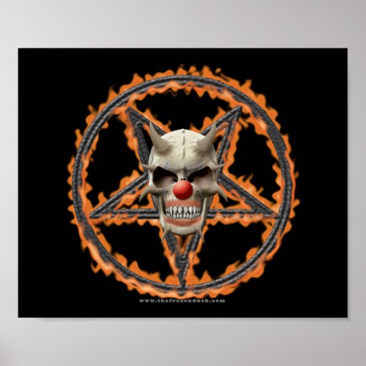Demon Clown Skull & Burning Pentagram Poster (Voorkant)