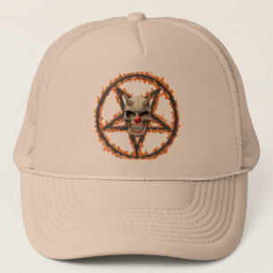 Demon Clown Skull & Burning Pentagram Trucker Pet