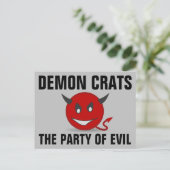 DEMON CRATS DEMOCRATEERT DE PARTIJ VAN HET SPEL BRIEFKAART (Staand voorkant)