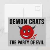 DEMON CRATS DEMOCRATEERT DE PARTIJ VAN HET SPEL BRIEFKAART (Voorkant / Achterkant)