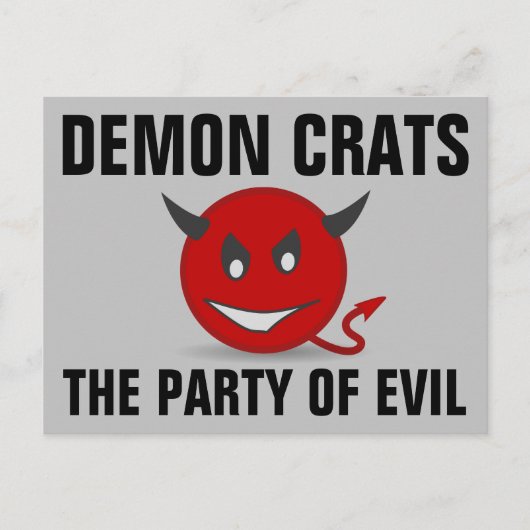DEMON CRATS DEMOCRATEERT DE PARTIJ VAN HET SPEL BRIEFKAART (Voorkant)