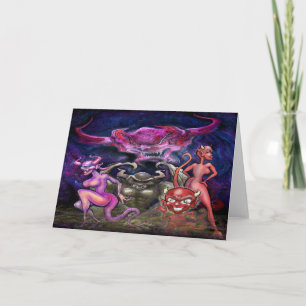 Demon Dans Uitgevouwen Wenskaart Kaart