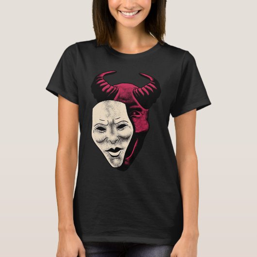 Demon Devil Mask Vaporwave Demon T-shirt (Voorkant)