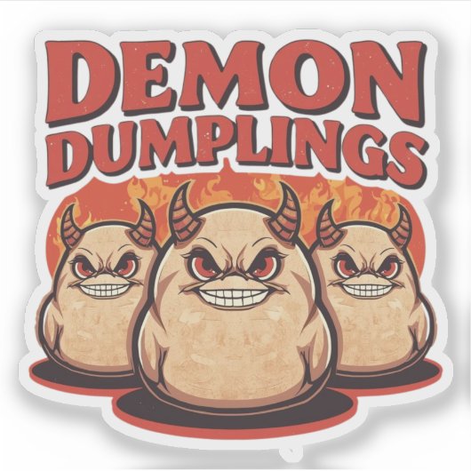 Demon Dumplings Grappige Halloween Voedsel Pun Sticker (Voorkant)